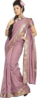 Sanskruti IndiaWomens Indian Ethnic Traditional Banarasi Art Silk Saree Sari Wrap Fabric Dress Drape