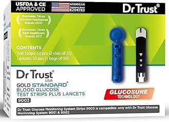USA Gold Standard Blood Glucose Test Strips Plus Lancets - 50 Strips (Black)