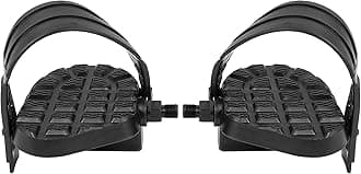 X AUTOHAUX Pair Bike Pedals Spindle Platform Non Slip with Belts Strap