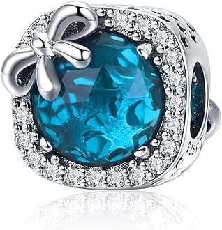 MUERDOU Birthstone Charm Fit for Charms Bracelet Bowknot Birthday Crystal Charms for Bracelet and Necklace