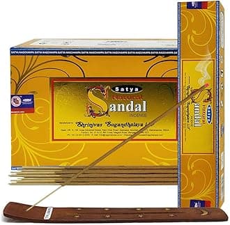 Natural Sandal Incense Sticks and Incense Stick Holder Bundle Insence Insense Satya Incense