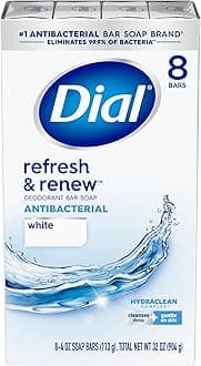 Dial Antibacterial Deodorant Soap, White, 4 Ounce, 8 Bars