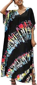 Long Kaftan Bohemian Kimono Beach Swimsuit Cover Up Maxi Dress for Women