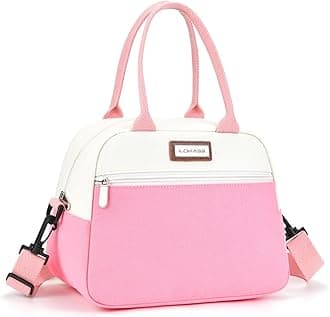 LOKASS Lunch Box for Women-Insulated Adults Lunch Bag with Front Pocket-Small Cute Lunch Tote for Work-Reusable Cooler Bag for Office Picnic Beach or Travel (Pink