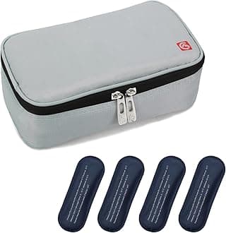 ALLCAMP Insulin Cooler Travel Case TSA Approved, Diabetic Medication Cooler Bag with 4 Ice Packs & Multi-Layer Storage, Portable Medical Cooler with Insulation Liner(Light Gray)