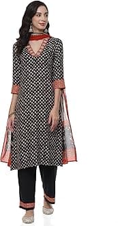 BIBAWomens Cotton Women Printed Straight Salwar Suit Set