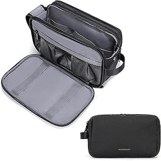 Toiletry Bag for Men, Travel Toiletry Organizer Dopp Kit Water-resistant Shaving Bag for Toiletries Accessories, Door Room Essentials,Black-large