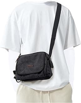 Messenger Bag for Men, Crossbody Bag Aesthetic, Water Resistant Unisex Classic Canvas Shoulder Bag