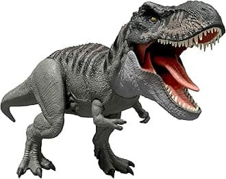 Mattel Jurassic World Super Action! Light-up and Roaring T-Rex Children's Figure Dinosaur Toy Moving Large Total Length: Approx. 21.3 inches (54 cm) Ages 4 and up Gray JCH02