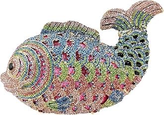 Boutique De FGGLovely Mini Fish Rhinestones Handbags Minaudiere Crystal Clutch Purses Women Evening Bags Party Cocktail