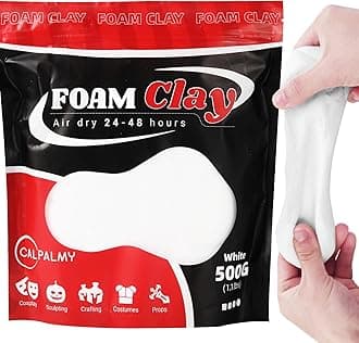 CALPALMY Air Dry Clay (1.1lbs Bag) - White Moldable Foam Clay for Cosplay - Airdry Soft Clay for Kids and Adults - Perfect Modeling Clay for Crafts, Sculpting, and Artistic Projects