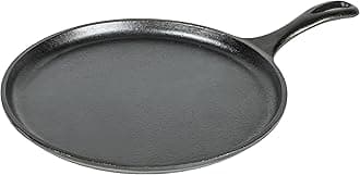 Lodge Pre-Seasoned Cast Iron Pancake Pan Crepe Pan for Indoor and Outdoor Use. Induction Frying Pan. Oven, Grill and Metal Utensil Safe Flat Skillet and Round Griddle. Made in the USA. 26 cm/10.5 inch