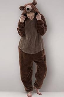 COSUSKET Snug Fit Unisex Adult Onesie Pajamas, Flannel Cosplay Animal One Piece Halloween Costume Sleepwear Homewear