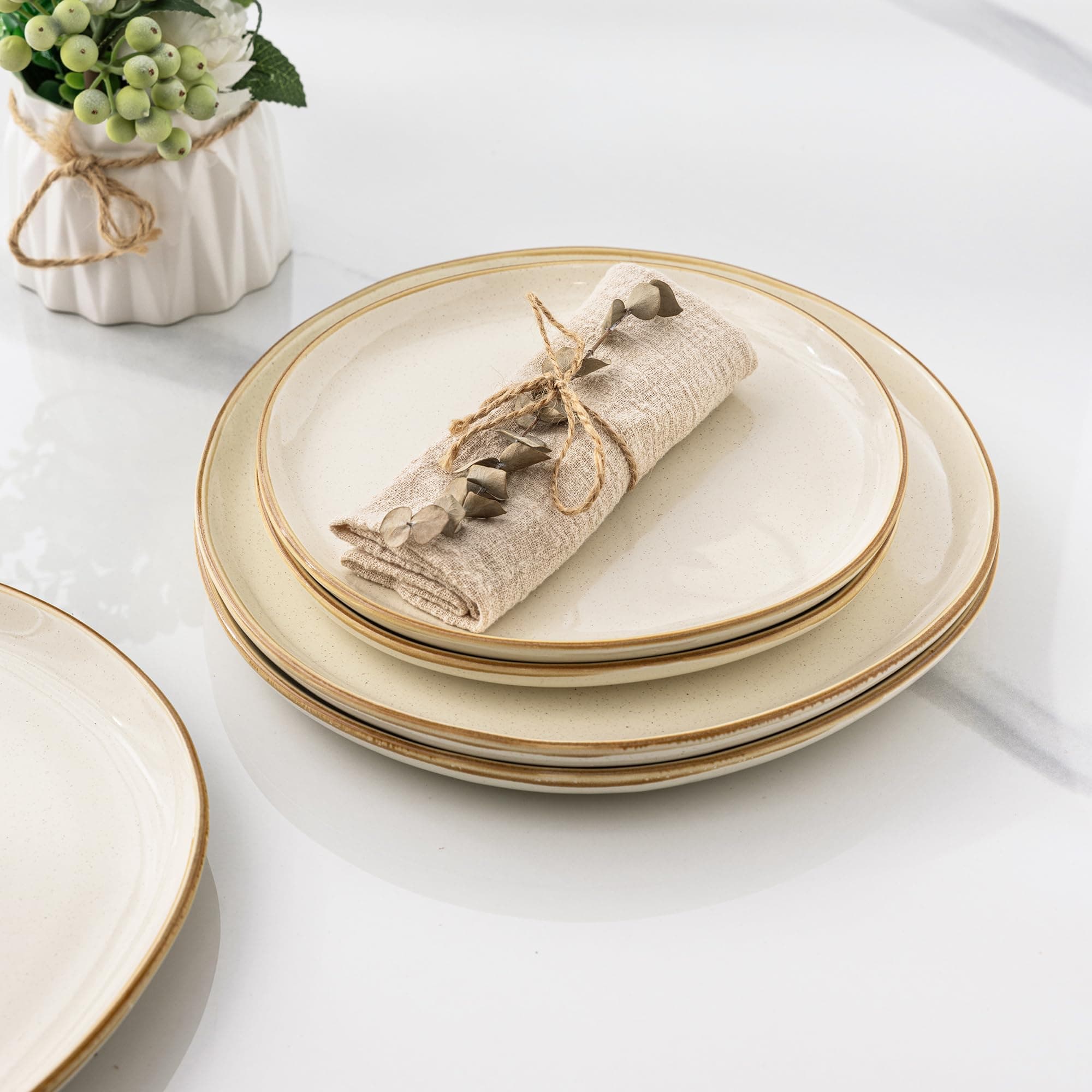 AmorArc Ceramic Dinnerware Sets,Handmade Reactive Glaze Stoneware Plates and Bowls Set,Highly Chip and Crack Resistant | Dishwasher & Microwave Safe Dishes Set,Service for 6 (18pc)