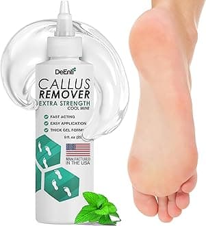 DeEnti Callus Remover for Feet, Extra Strength Foot Callus Remover Gel, 8oz Salon Grade Home Pedicure Supplies for Dry Skin, Cracked Heel, Professional Strength Foot Care, Cool Mint