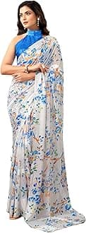 SIRILWomen's Georgette Floral Printed Saree With Unstitched Blouse Piece