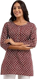 Women Cotton Printed Straight Short Kurti