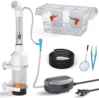 Fish Egg Incubator and Tumbler: Aquarium Cichlid Hatchery with Inbuilt Air Pump - Isolation Breeding Box, Small Fish Net and Tweezer