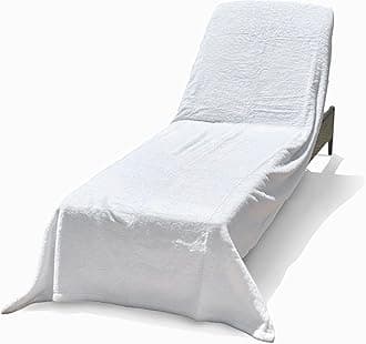 Winter Park Towel Co. Chaise Lounge Chair Cover Towel (40" x 90") - Fitted Elastic Pocket Won't Slide (White)