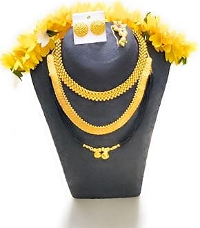 PUNYATVA Devi Face Jewellery Set| Ornaments for Varalakshmi Amman,Durga,Lakshmi,Gauri,Ammavari| Margashirsha Mukhota Dagine | Navratri,Hartalika Teej Puja,Varalaxmi Vratam,Gauri Ganpati,Gangaur Pooja