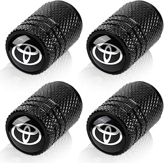 Tire Valve Stem Cap Cover Fit for Toyota Tacoma Prius Avalon Highlander RAV4 Belt O-Ring Seal Corrosion Resistant Tire Valve Caps Car Accessories 4 Pc （Black）