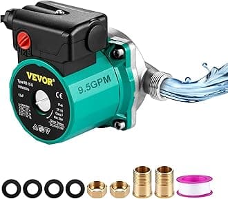 VEVOR Hot Water Recirculation Pump, 93W 110V Water Circulation Pump, 3/4" NPT Auto Start Circulation Pump with Brass Fittings, Stainless Steel Head, 3-Speed Control for Electric Water Heater System