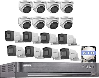 HIK 5MP 16CH HD Analog CCTV Security Camera Bundle for Hikvision 16 Channel Surveillance Camera System Kit 16 Channel DVR 6TB HDD 16x 5MP Outdoor Audio Cameras Video & Audio Recording Remote Access