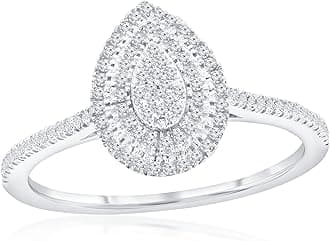 Beaux Bijoux Real Diamond Rings for Women in Sterling Silver - Engagement, Promise Anniversary, Genuine Fine Diamond Rings in Multiple Shapes and Styles