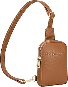 INICAT Small Sling Bag for Women Everyday & Travel Crossbody Bags Lightweight Cross Body Purses Vegan Leather, Brown, Small, Casual