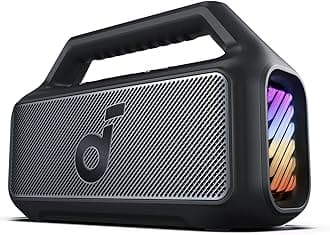 Boom 2 By Anker, Outdoor Speaker, 80W, Subwoofer, BassUp 2.0, 24H Playtime, IPX7 Waterproof, Floatable, RGB Lights, USB-C, Custom EQ, Bluetooth 5.3, Portable for Camping and Beach - Black