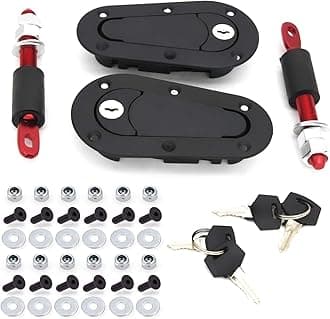 TIOIT Flush Hood Latch and Pin Kit - Black，Universal Racing Car Hood Pin Engine Bonnet Latch Lock Kit
