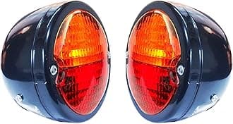 Bajato Round Vintage Tractor Rear Tail Lamp Light 12v with Licence Plate Window With Bulb - 11000801