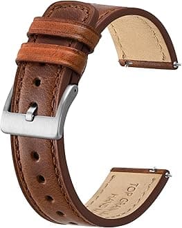 Leather Watch Straps, Classic Oil Waxed Leather, Quick Release Replacement Band for Men and Women, Band Width 18mm 20mm 22mm