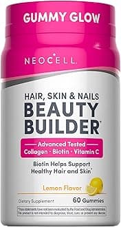 NeoCell Hair, Skin and Nails Beauty Builder With Collagen, Biotin and Vitamin C, Includes Antioxidants, Gummy, Lemon, 60 Count, 1 Bottle