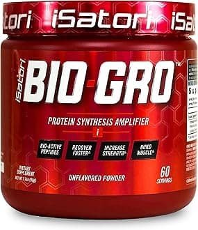 iSatori BIO-GRO Protein Synthesis Amplifier, for Muscle Recovery & Growth, Enhanced Stimulant Free Pre Workout & Colostrum Supplement with Bio-Active Peptides- Unflavored (60 Servings)
