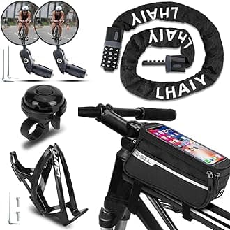 Bike Accessories with Bicycle Front Headlight and Back Taillight, Bike Frame Bag, Bike Lock, Bike Bottle Holder, Bike Bell for Kids Men Women Mountain Road Bike Bicycle