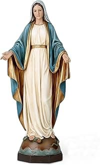 BC BUILDCLASSIC Catholic Our Lady of Grace Statue, Virgin Mary Figure for Altar, Religious Gift to Mon, Catholic Home Decor, 13.5 inch H, Hand Painted by (Elegant)