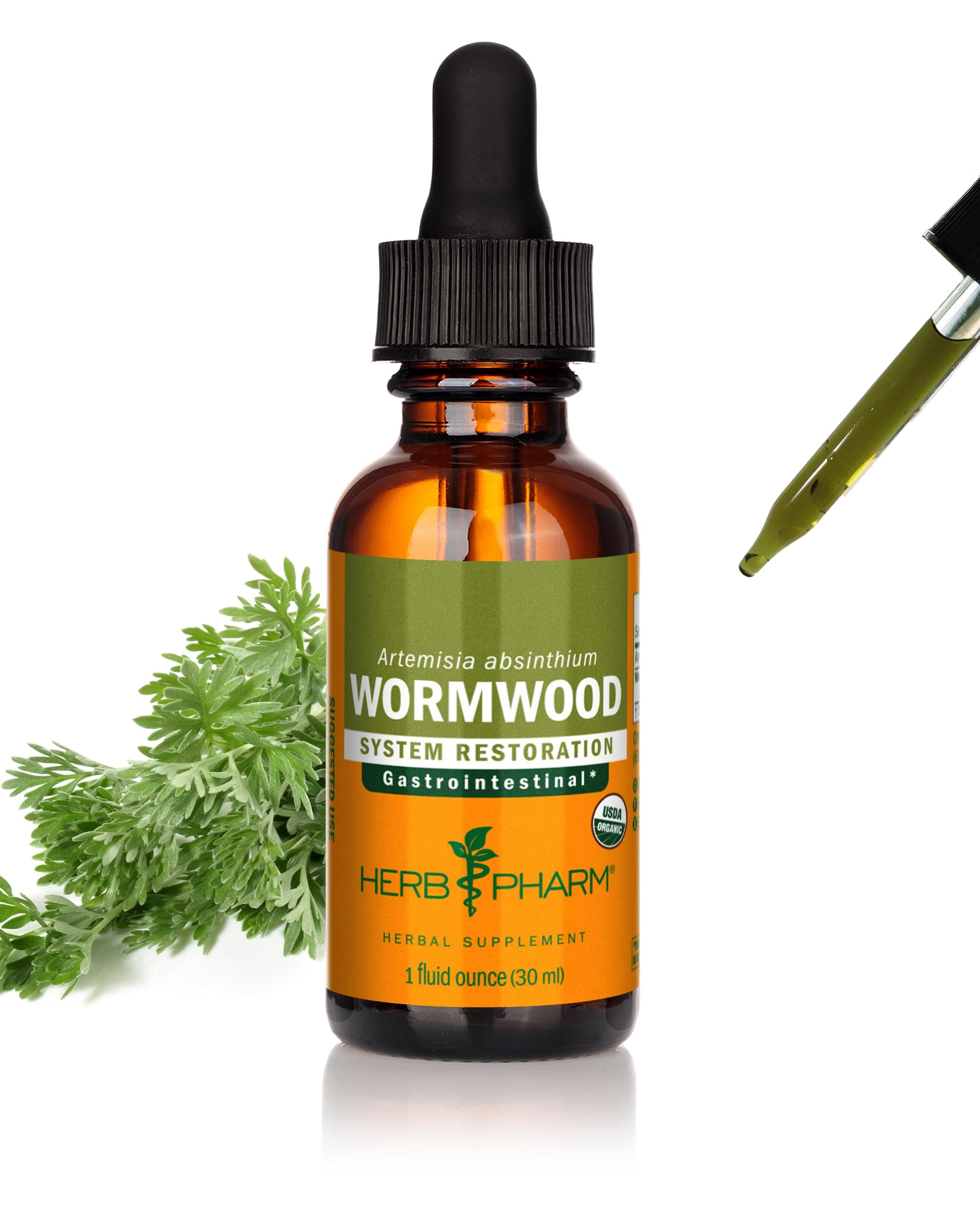Certified Organic Wormwood Liquid Extract for Digestive System Support - 1 Ounce