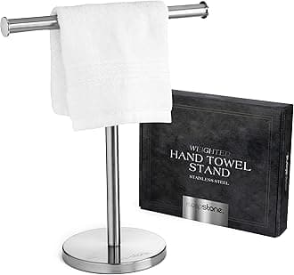 Luxury Hand Towel Holder Stand with Heavy Base, SUS 304 Stainless Steel Towel Rack, T-Shape, Freestanding Towel Stand for Bathroom Vanity or Kitchen Countertop, Waterproof Counter Organizer