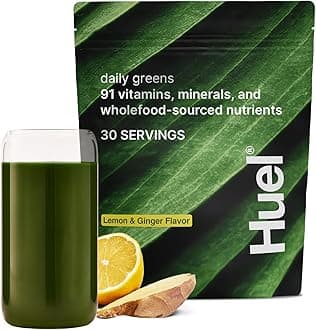 Huel Daily Greens Lemon & Ginger | Superfood Greens Powder | 91 Vitamins, Minerals, and Wholefood-Sourced Ingredients | Adaptogens, Antioxidants, Gut-Friendly Probiotics | 30 Servings