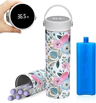 YOUSHARES Insulin Cooler Travel Case - 48H Verified Cooling with Temperature Display, TSA Approved Diabetic Medication Pen Vials Refrigerator with ℃/℉ Digital Temp Display, Portable for 1–7 EpiPens