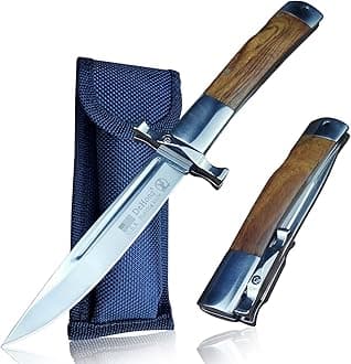 WPKOPYA 9.3-inch DeHong YMX-ZDD1 Folding knife with 3.9-inch sharp blade and (stainless steel + log) handle is suitable for outdoor, tactical, survival and EDC