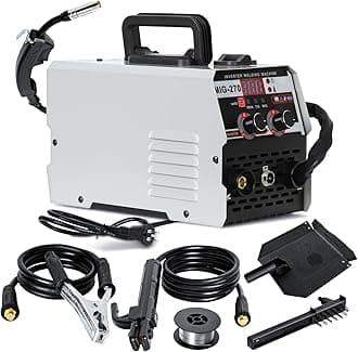 3 in 1 Portable MIG Welder, Gasless 250A 220V Digital MIG Welding Machine, Flux Core Solid Wire MIG ARC Lift TIG Spool Gun Inverter Welders with Ultra LED Display (Grey)