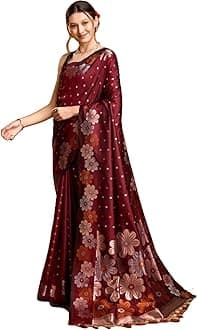 C J Enterprise Women's Banarasi Saree Pure Kanjivaram Silk Saree Soft Design Wear Pattu Sarees Latest Cotton With Blouse Piece Kanchipuram for Wedding sadi new ladies 2023 (Champa)