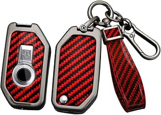 ontto Carbon Fiber Key Fob Shell Fit for BMW Motorcycle Key Fob,Solid Car Key Case with Keychain for R1250GS ADV R1200GS C400GT 750GT F850 F750GS F850GS F900R F900XR K1600,Red