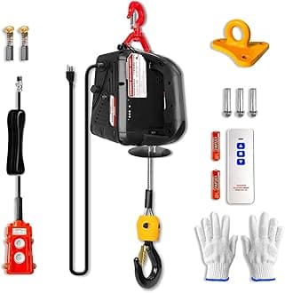 3 in 1 Electric Hoist Winch, 1100lbs Portable Electric Power Winch with Wire and Wireless Remote Control, 120V Electric Hoist Crane, Overload Protection 25ft Lifting Height for Towing (Black)