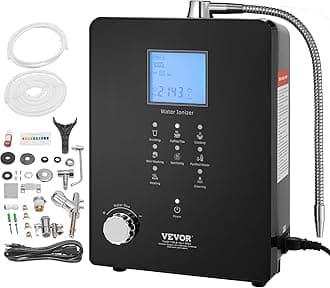 VEVOR Alkaline Water Ionizer Machine, pH 3-11.2 Alkaline Acidic Hydrogen Water Purifier, 6 Water Settings Home Filtration System, Up to -800mV ORP, 9000L Per Filter, UV Function, Water Heating