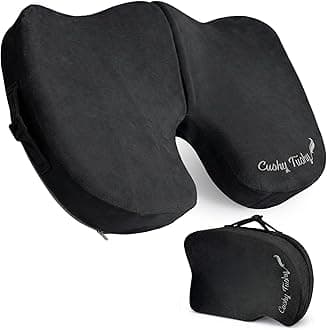Cushy Tushy Premium Foldable Travel Seat Cushion - for Relief of Lower Back, Sciatic, Butt and Tailbone Pain - for Home & Office Use, Perfect for Travel or Driving - Coccyx Seat Cushion