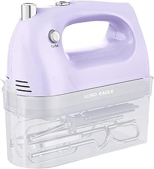 Lord Eagle Hand Mixer Electric 400W, 5 Speed handheld Mixer, 5 Stainless Steel Accessories for Baking Cake Egg Cream Food Beater, Turbo Boost/Self-Control Speed + Eject Button