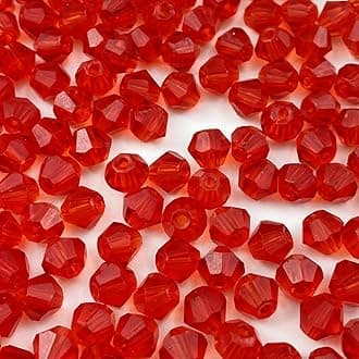 200pcs Bicone Crystal Beads 6mm Crystal Glass Faceted Beads for Necklace Bracelet Earrings DIY Jewelry Crafts Making Supplies(Red)
